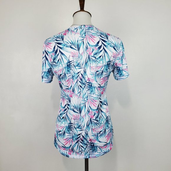Reel Legends V-Neck Palm Leaf Pattern Short Sleeve Fishing Top, Size S - Picture 7 of 11